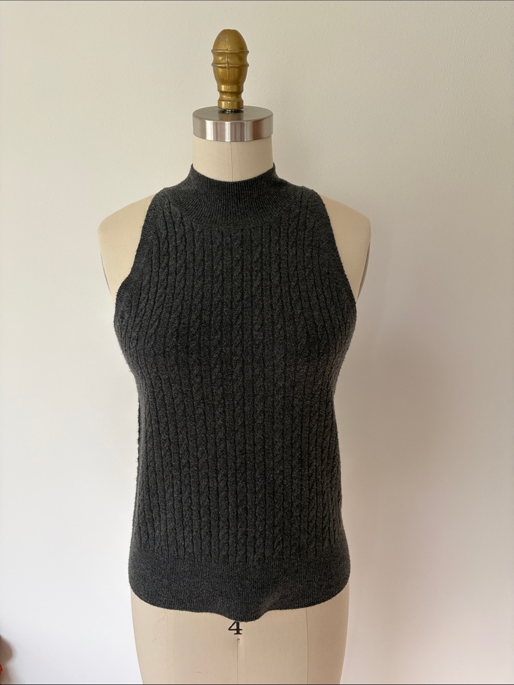a new day Charcoal Cable Mock Neck Sleeveless Sweater